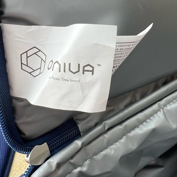 Picnic Time Brand Backpack with Cooler and Dry Space-Navy & White Striped - Picture 5 of 5